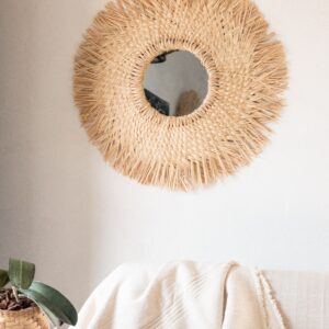 Handmade Karanday Wall Mirror – 60cm Handwoven Mirror