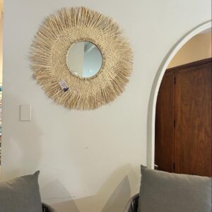 Handmade Karanday Wall Mirror – 80 cm Artisan Natural Fiber Décor
