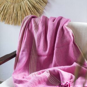 Pink Handmade Cotton Throw blanket 130x180