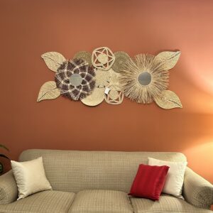 Mural decorativo de karanday, 11 piezas decorativas y 2 espejos artesanales