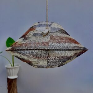 Lámpara colgante artesanal de caraguatá 80x40cm – Hecha a mano en fibras teñidas