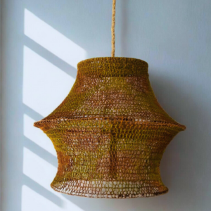 Lámpara artesanal 40x35 cm | Diseño versátil en mostaza y naranja