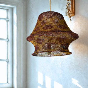 Lámpara artesanal 40x30 cm | Ideal para mesas en tonos mostaza y granate