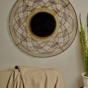 Espejo grande artesanal de fibras naturales 80 cm – caraguatá