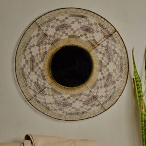Espejo grande artesanal de fibras naturales 80 cm – caraguatá