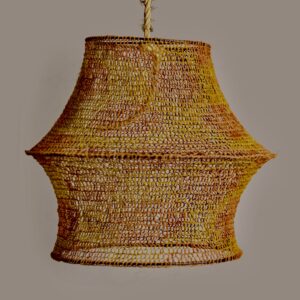 Lámpara artesanal 40x35 cm | Diseño versátil en mostaza y naranja