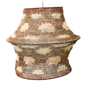 Lámpara colgante 40 cm en fibra natural – tonos tierra (marrón, blanco y verde) estilo boho cálido