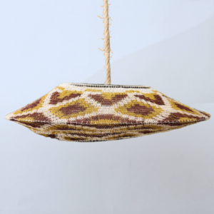 Lámpara boho 60 cm en fibra natural – combinación de verdes, marrones y blanco con efecto fresco